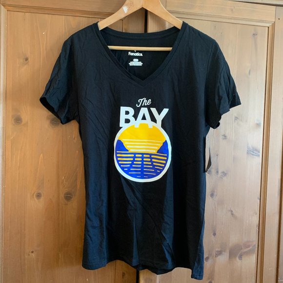 NWT Women's Fanatics Branded Golden State Warriors The Bay V-Neck T-Shirt, LARGE - Picture 1 of 7